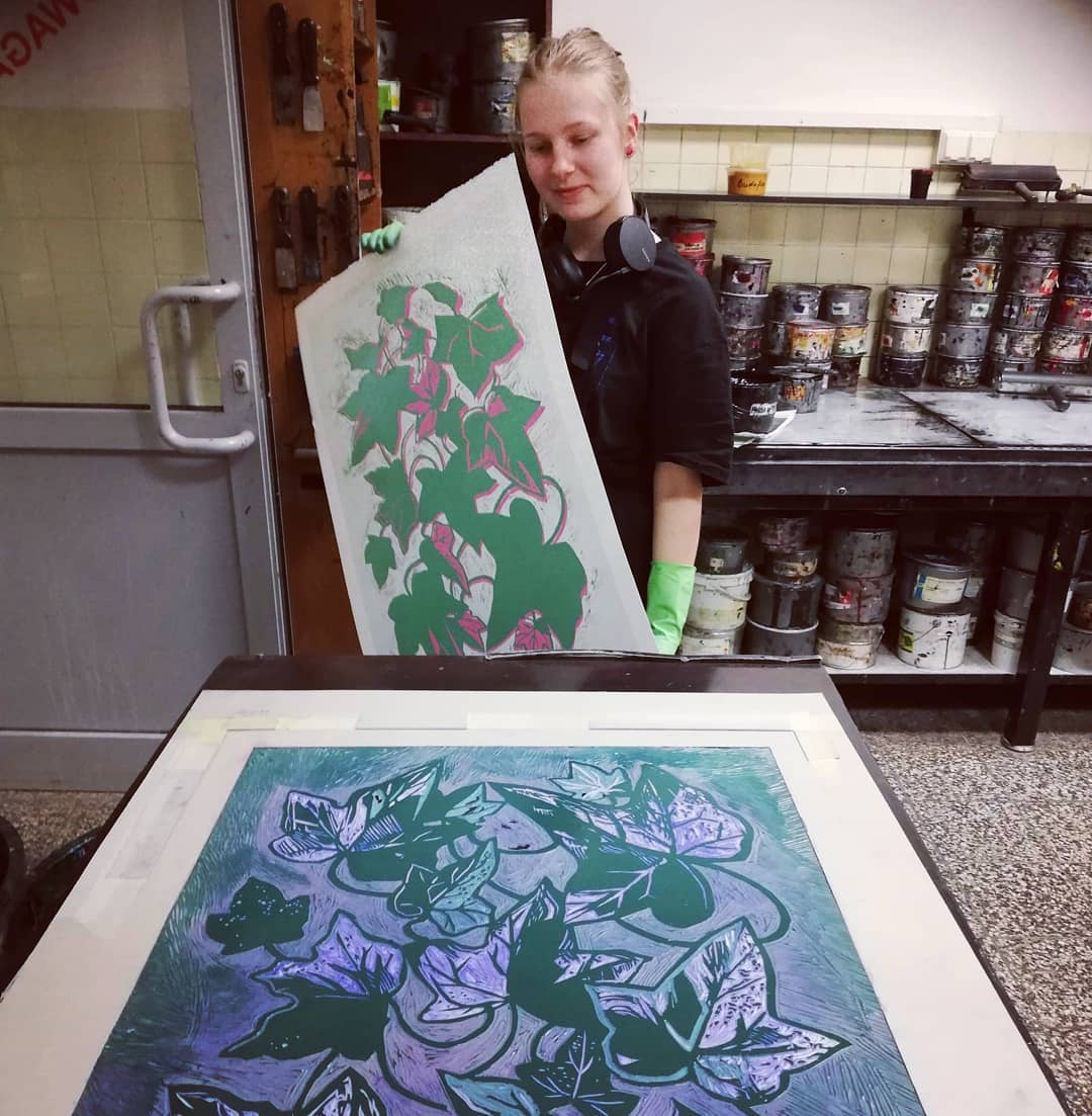 Botaniczna ilustracja linorytem