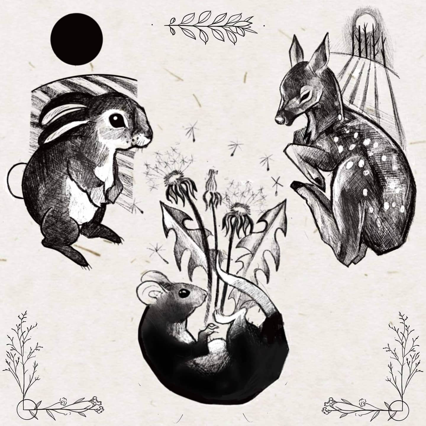 Leśne zwierzaki – wolne wzory tatuażu